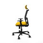 Chaise Yunquera Synchro 4 positions tissu Jaune Maille Noir Base en nylon noir Accoudoir 1D Appui-tête 1D Roulettes 65mm nylon