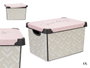 Kipit Boîte plastique 17L Vibes avec anse gris et rose 28x22x37 cm (Set de 12)