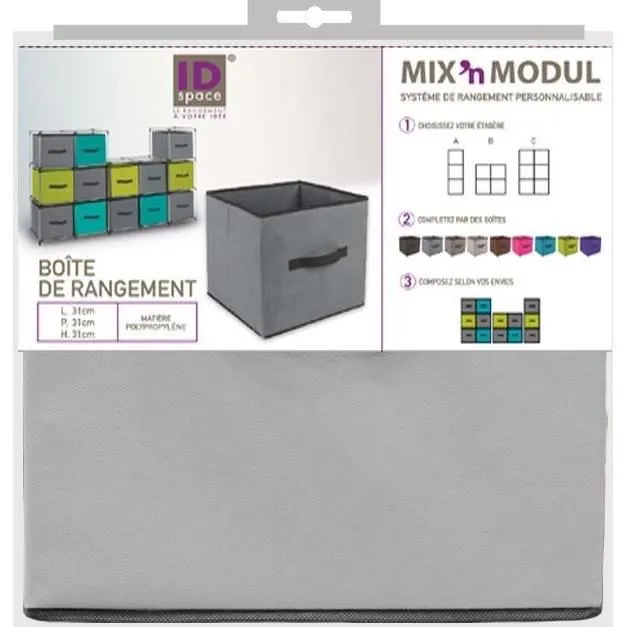 Five Boîte de rangement pliable 31 x 31 x 30 cm Gris rosé Polypropylène & carton Five Boîte de rangement pliable 31 x 31 x 30 cm Gris rosé Polypropylène & carton