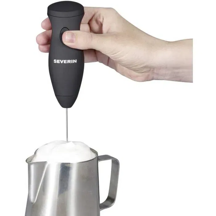 Severin SM3590 Émulsionneur à lait compact, maniable avec fouet inox, pour mousse onctueuse pour cappuccino, latte macchiato, vitesse 11500 tr/min, piles incluses
