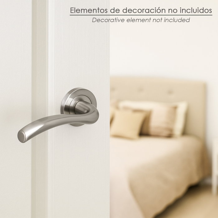 WOLFPACK LINEA PROFESIONAL Jeu de poignées pour portes Nilo rosette onda satinée