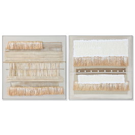 Toile Home ESPRIT Blanc Naturel Boho 82 x 4,5 x 82 cm (2 Unités)