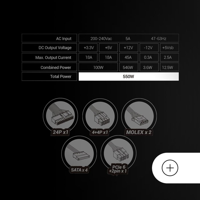 Bloc d’Alimentation Mars Gaming MPB550SIW ATX 550 W 80 Plus Bronze