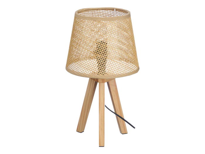 Giftdecor Lampe de Table conique en Abat-jour Naturel 32 cm Marron Bois Pin PVC Papel Ampoule E14 (Set de 6)