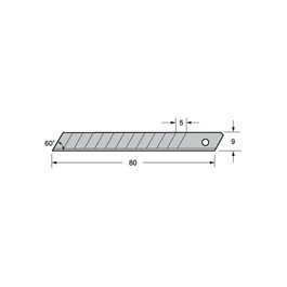 TAJIMA Lames de rechange pour cutter 9 mm, acier, pack de 10 unités