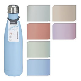 Excellent Houseware Boutelle isothermique 500 ml acier inoxydable 304/201 avec couvercle PP colores assortis diamètre 7x27 cm