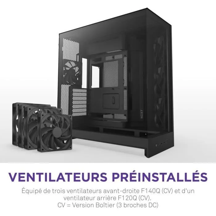 NZXT H9 Flow CM-H92FB-01 - Boîtier moyen-tour à double chambre noir - Vitre trempée, mesh, airflow optimal, support radiateur 420 mm, ventilateurs RGB NZXT H9 Flow CM-H92FB-01 - Boîtier moyen-tour à double chambre noir - Vitre trempée, mesh, airflow optimal, support radiateur 420 mm, ventilateurs RGB