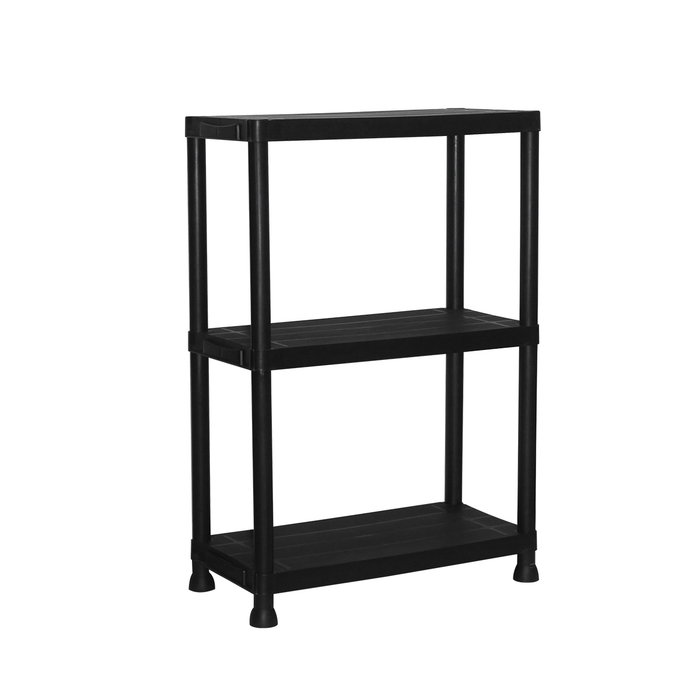 Marbueno Étagère 3 Tablettes Plastique Noir 61x31x91 cm Jardin 10536