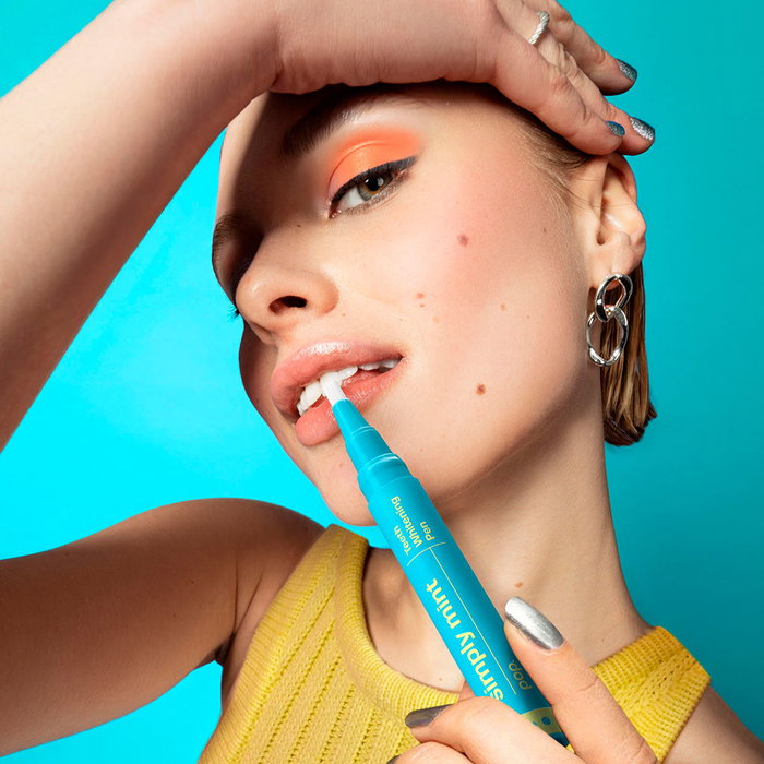 Pop. Crayon blanchissant à la menthe 4 ml - Stylo de blanchiment dentaire sans peroxyde avec technologie PAP, pour dents plus blanches et haleine fraîche