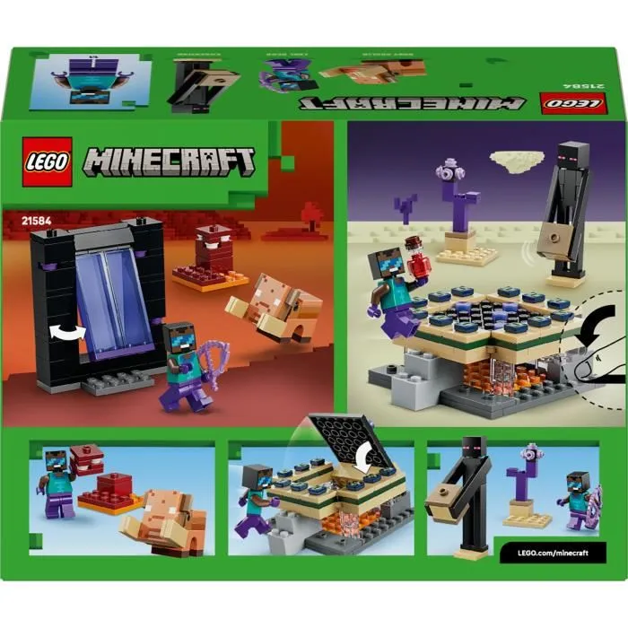 LEGO Minecraft Jeu de Construction 21584 Voyage à Travers les Portails du Nether et de l'Ender, Jeu Créatif pour Enfant à Partir de 7 Ans