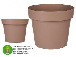 Ibergarden Pot Plastique Marron avec Réserve d'Eau 35 cm (34x29x34 cm) 18 L (Set de 6)
