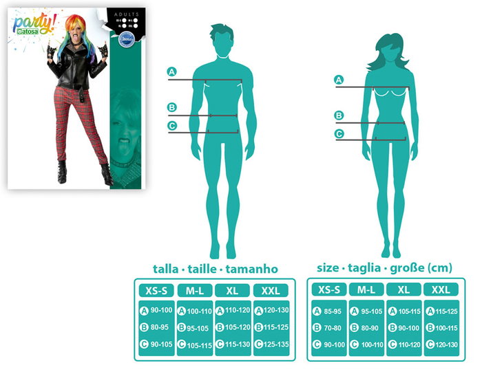 atosa Déguisement Punk Années 80 Femme XS-S