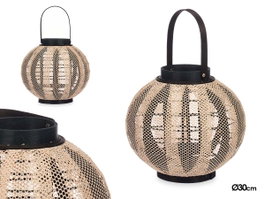 GIFTDECOR Farol Portavela Asa Esfera Beige-Negro (Lot de 2)
