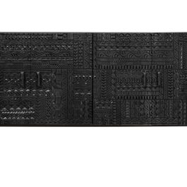GINER Y COLOMER - Buffet en bois de manguier massif avec pattes en fer noir, portes sculptées de hiéroglyphes - Dimensions : 160 x 40 x 85 cm
