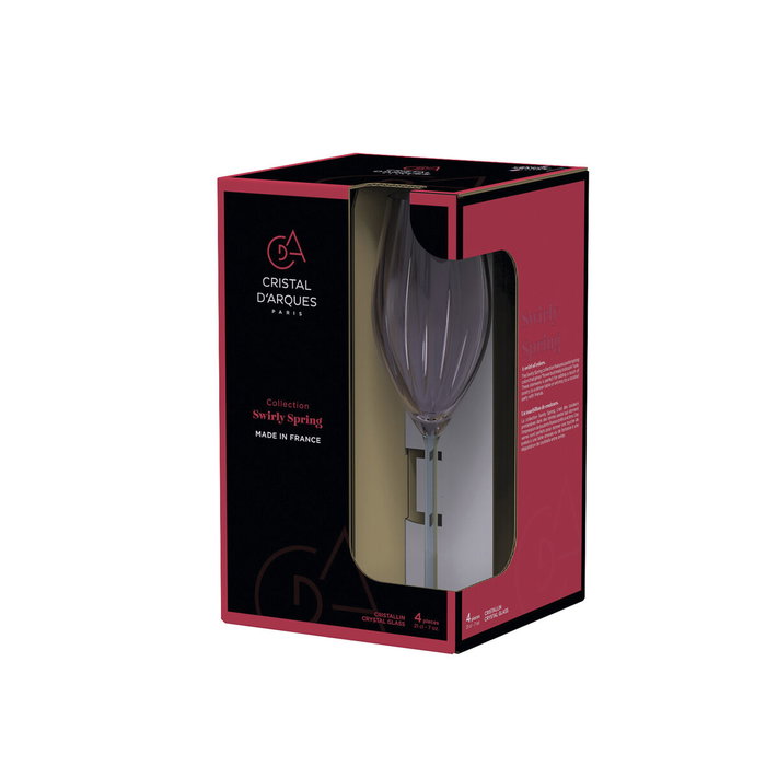 Cristal d'Arques Boîte de 4 Verres à Pied Swirly Spring Cristal 21 cL Rose Cristal d'Arques Boîte de 4 Verres à Pied Swirly Spring Cristal 21 cL Rose