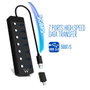 Ewent EW1147 Hub USB 3.0 7 Ports avec Interrupteurs Indépendants, Adaptateur USB-C et Alimentation - Concentrateur 5 Gbps