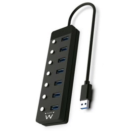 Ewent Hub USB 3.0 EW1147 à 7 ports avec interrupteurs - Noir