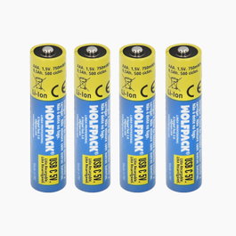 WOLFPACK LINEA PROFESIONAL Piles Lithium Rechargeables AAA 1,5V USB-C (Lot de 4)