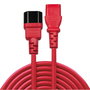 Lindy Cable d'alimentation IEC C14 vers IEC C13, 2 mètres, rouge - 0.75 mm², câble secteur pour serveurs, racks, studios