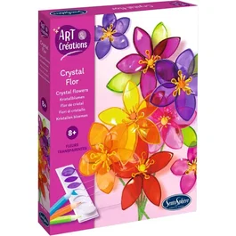 Sentosphere - Coffret Créatif Peinture Vitrail Crystal Flor - 8 Fleurs à Créer en Verre Effilé - Art et Créations - Dès 8 ans