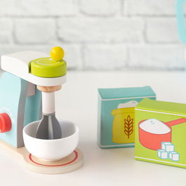 Jouet D'imitation Batteur Mélangeur En Bois Avec Bol, Poudre et Sucre - Pour Enfants +3 Ans - Développe La Coordination Mains-Vue