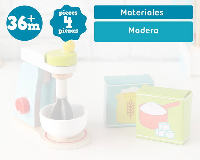 KioKids Batidora Procesadora en Madera Multicolor