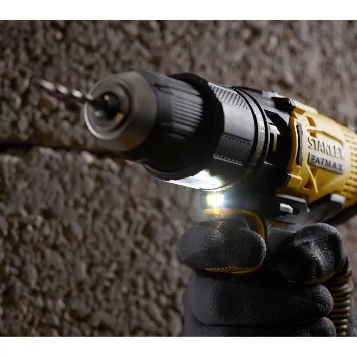 Stanley Fatmax Perceuse-visseuse à percussion sans fil 18V V20 (SFMCD711D22-QW) - Brushless, 50 Nm, avec 2 batteries 2,0 Ah et chargeur