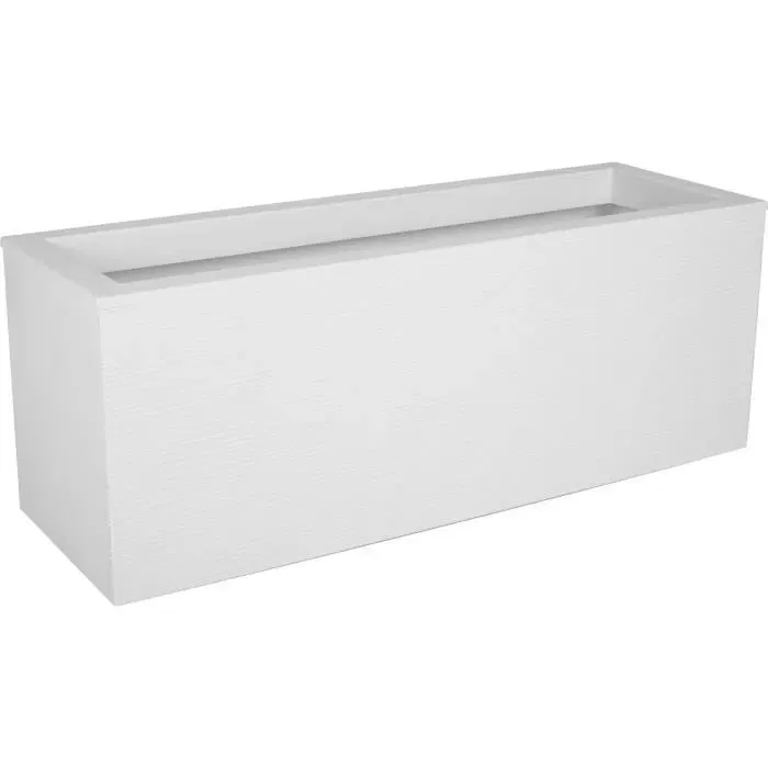 Graphit Up - EDA - Balconnière, 25 L, décor Vagues, pour intérieur et extérieur, 59 x 19,5 x H. 22,8 cm, Blanc Cérusé Graphit Up - EDA - Balconnière, 25 L, décor Vagues, pour intérieur et extérieur, 59 x 19,5 x H. 22,8 cm, Blanc Cérusé