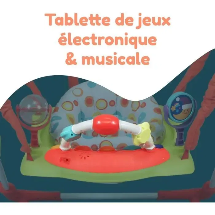 Looping CFJMU Jumper d'activités avec siège rotatif 360°, tablette musicale et activités ludiques - Stimulateur d'éveil pour bébé dès 6 mois (12 kg)