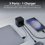 Intenso Cargador mural 65W GaN W65ACIC avec câble USB-C rétractable Noir - Chargeur rapide PD 3.0 QC 4.0