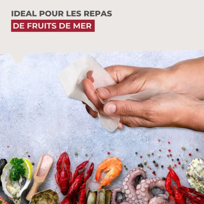 Fackelmann Lot de 2 boîtes de 250 rince-doigts au citron lingettes nettoyantes biodégradables