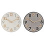 Horloge Murale Home ESPRIT Gris Naturel Bois MDF 30 x 5 x 30 cm (2 Unités)