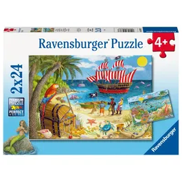 Ravensburger 05676 - Lot de 2 Puzzles 24 Pièces pour Enfants dès 4 ans - Thèmes Pirates et Sirènes avec 2 Posters Taille Réelle