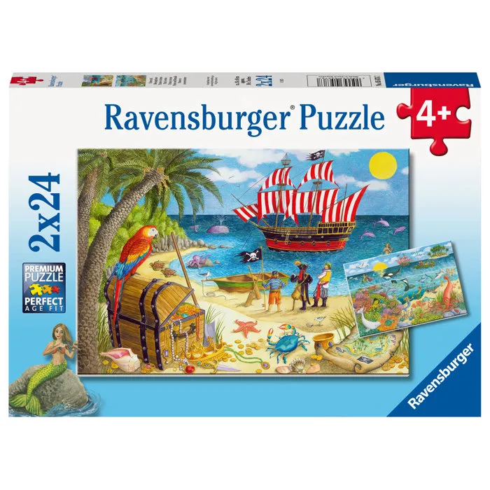 Ravensburger Lot de 2 puzzles Pirates et sirènes de 24 pièces Ravensburger Lot de 2 puzzles Pirates et sirènes de 24 pièces