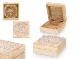 GIFTDECOR Petite boîte carrée en bois de manguier, lot de 24