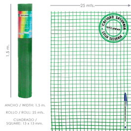 SATURNIA Malla électrosoudée plastifiée 13x13 mm, 150 cm x 25 m