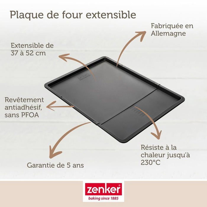 Zenker Ensemble de 2 Plaques à pâtisserie extensibles Black Metallic (37 à 52 x 33 cm)