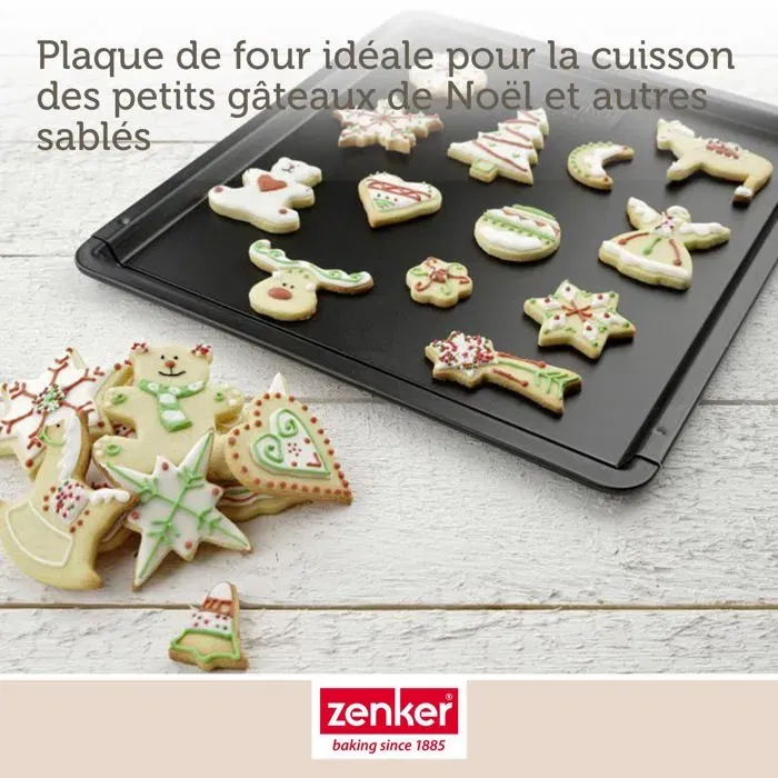 Zenker - Lot de 2 plaques à pâtisserie extensibles en acier avec revêtement antiadhésif Téflon Noir Métallique 37 à 52 x 33 cm