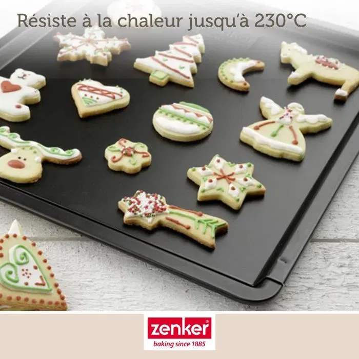 Zenker - Lot de 2 plaques à pâtisserie extensibles en acier avec revêtement antiadhésif Téflon Noir Métallique 37 à 52 x 33 cm