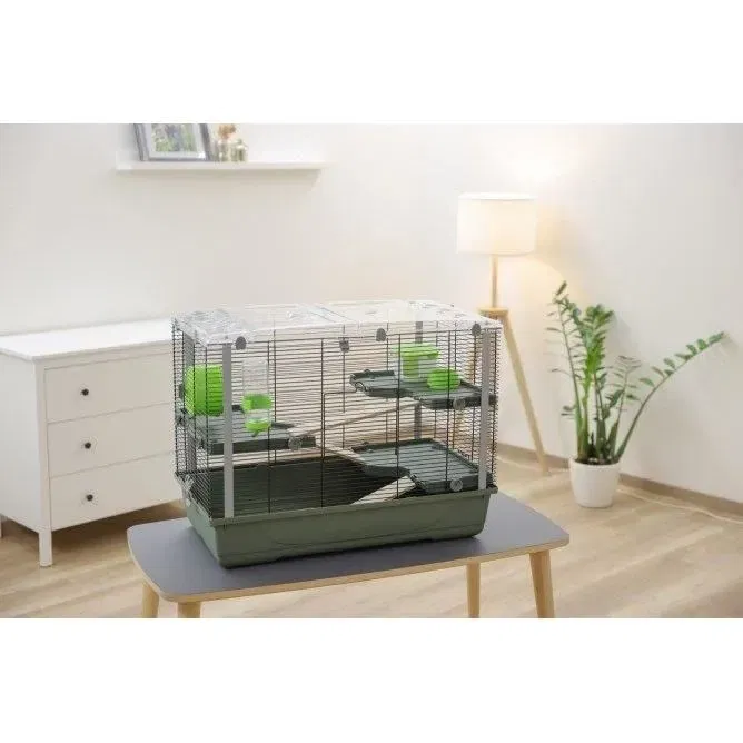 Kerbl EVA 23 - Cage pour lapins, cochons d'Inde et petits rongeurs avec abreuvoir, mangeoire, roue et abri - 79 x 45 x 60 cm