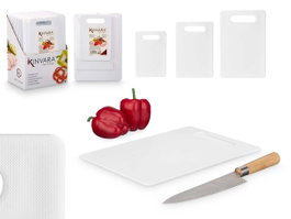 Kinvara Set 3 Planches à Découper Blanc Plastique 35x1.5x25 cm + 30x20x0.5 cm + 24x15x0.5 cm (Set de 24)