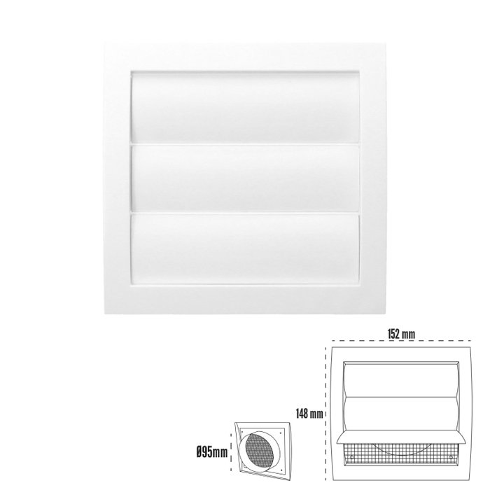 WOLFPACK LINEA PROFESIONAL Rejilla de ventilación en plastique avec lames mobiles 15x15 cm WOLFPACK LINEA PROFESIONAL Rejilla de ventilación en plastique avec lames mobiles 15x15 cm