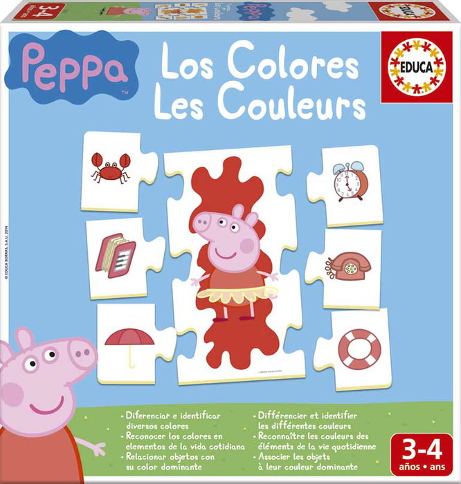Peppa Pig - Aprendo Los Colores 16225 Educa - Jeu éducatif pour apprendre les couleurs et les formes - Version espagnole - À partir de 4 ans