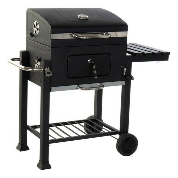 DKD Home Decor Barbecue à Charbon avec Couvercle et Roulettes Noir DKD Home Decor Barbecue à Charbon avec Couvercle et Roulettes Noir