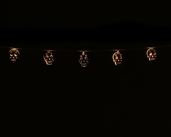 Guirnalda lumineuse de calaveras (170 cm) pour Fête des Morts, guirlande décorative colorée pour décoration murale, fenêtre ou autel - Dia de los Muertos