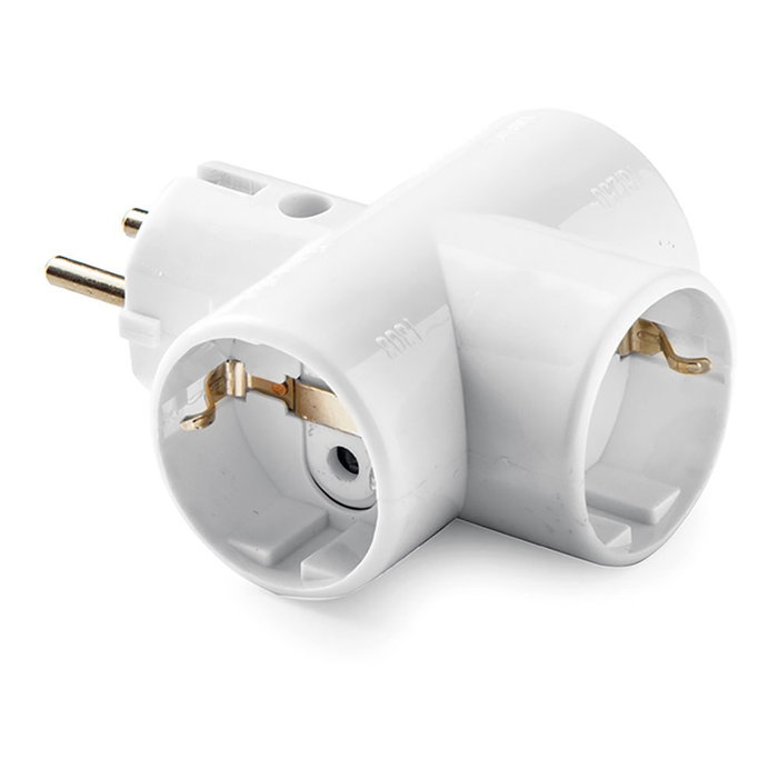 Famatel Adaptateur triple Schuko 2P+T blanc Famatel Adaptateur triple Schuko 2P+T blanc