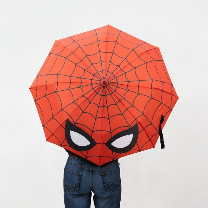 ERIK Parapluie Pliable Automatique Spiderman Marvel - 100 cm Diamètre - Structure Métal et Manche PVC - Polyester