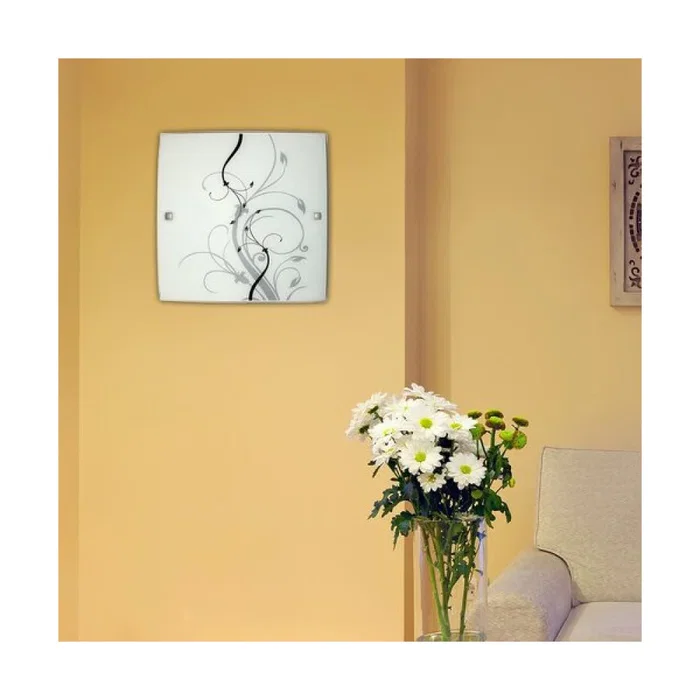 RABALUX Lampe de Plafond Elina RAB-3692 - Style Romantique, 30x30 cm, Blanc et Noir sur Cristal Opalin, Douille E27 RABALUX Lampe de Plafond Elina RAB-3692 - Style Romantique, 30x30 cm, Blanc et Noir sur Cristal Opalin, Douille E27