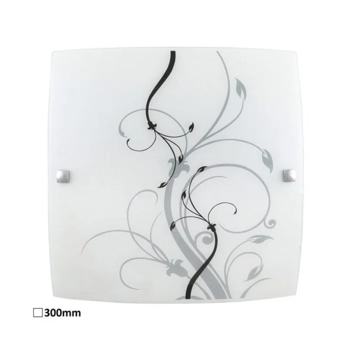 RABALUX Lampe de Plafond Elina RAB-3692 - Style Romantique, 30x30 cm, Blanc et Noir sur Cristal Opalin, Douille E27 RABALUX Lampe de Plafond Elina RAB-3692 - Style Romantique, 30x30 cm, Blanc et Noir sur Cristal Opalin, Douille E27