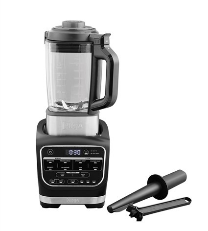 Ninja HB150EU - Blender électrique Foodi avec technologie Auto-iQ, 1000 W, 2 bouteilles de 700 ml et couvercles voyage, acier inoxydable, pour smoothies et soupes